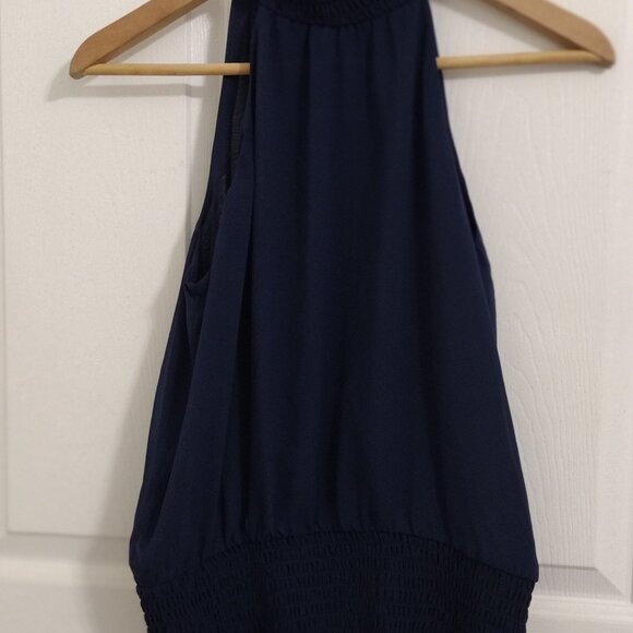 INC International Concepts Blue Halter Top Small Smocked Waist Flowy Blouse Chic - Picture 8 of 9